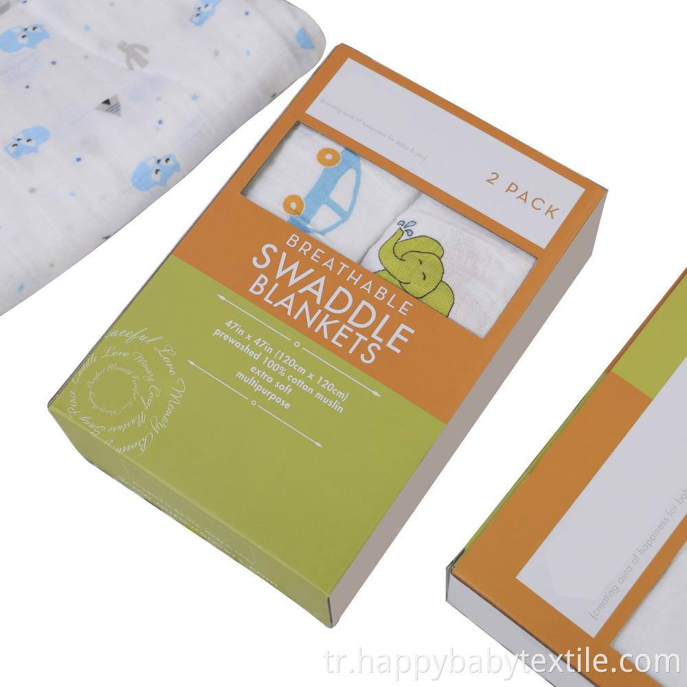 Basılı bebek pamuklu muslin kundak Printed Baby Cotton Muslin Swaddle